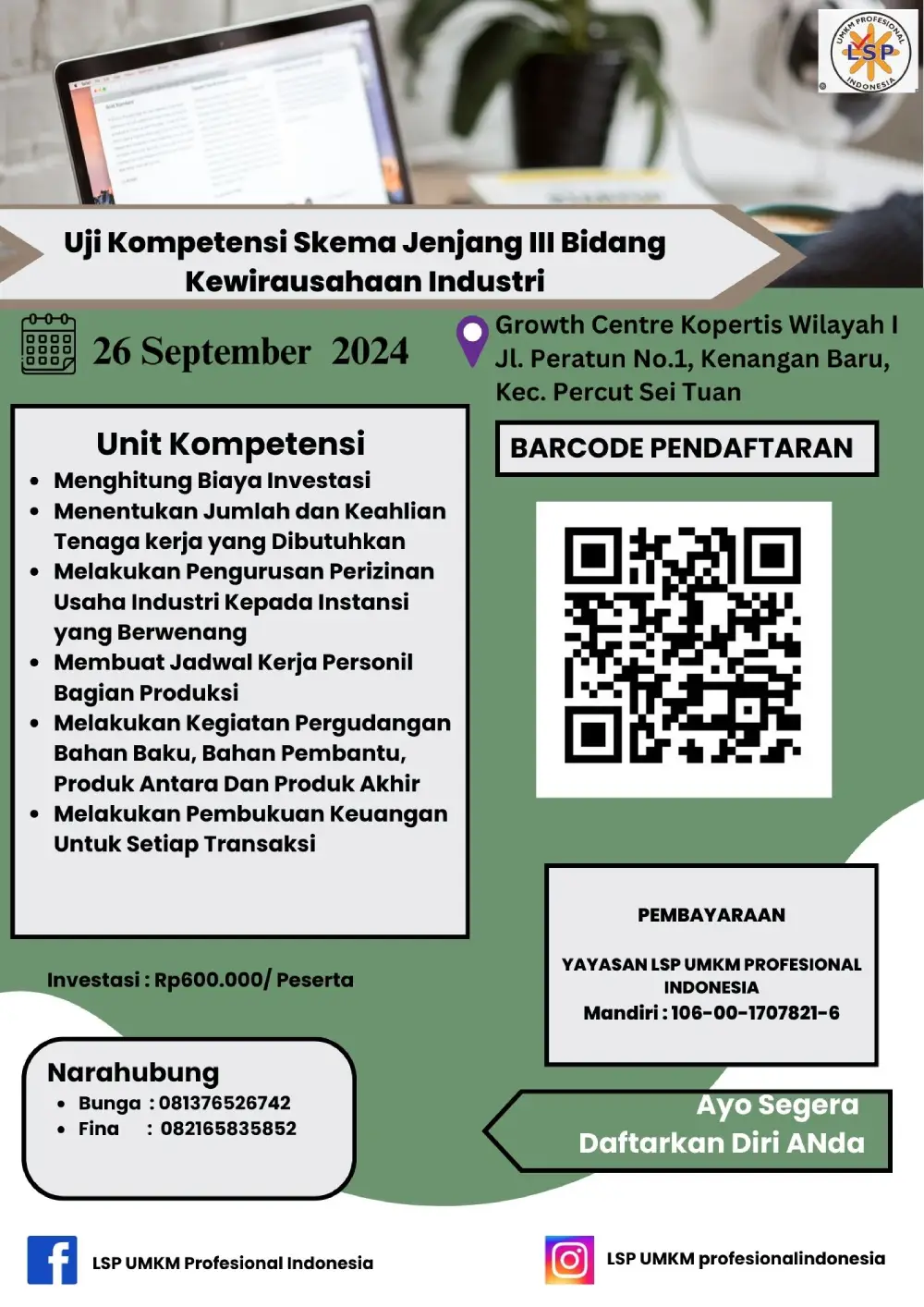 Uji Kompetensi Skema Jenjang III Bidang Kewirausahaan Industri 26 September 2024